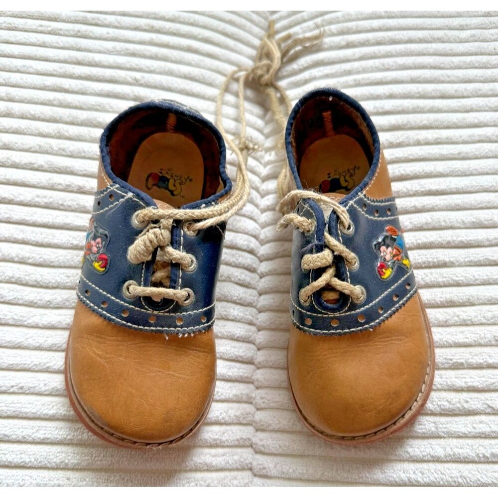 Vintage Disney Pals Shoes Mickey Mouse Oxford Saddle Kids Toddler 8.5